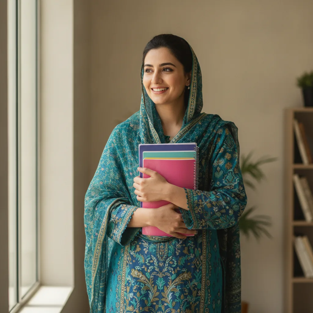 real photo, square portrait of a happy Pakistani